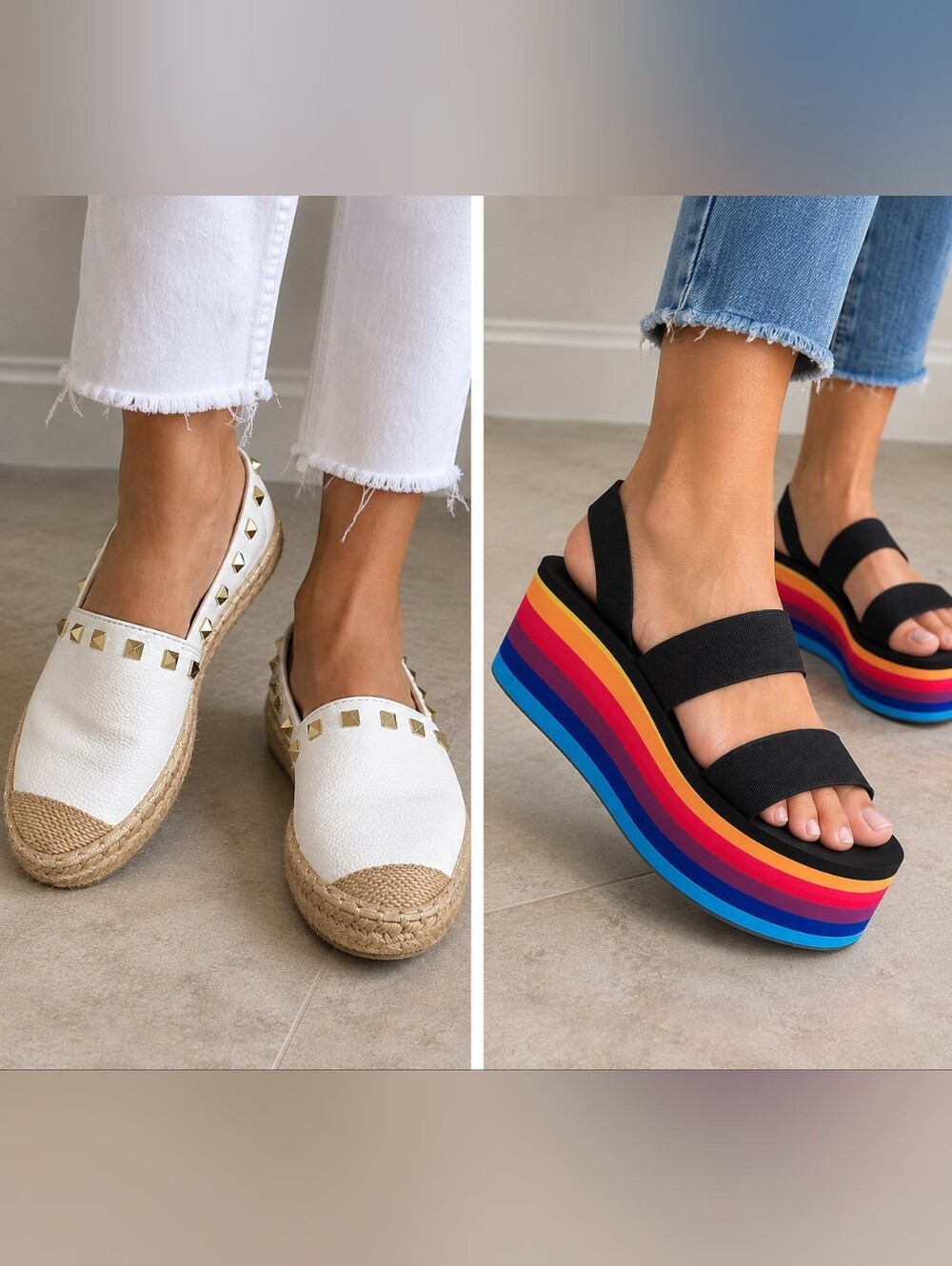 Women’s White Stud Espadrille Slip-Ons